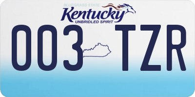 KY license plate 003TZR