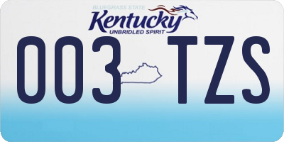 KY license plate 003TZS