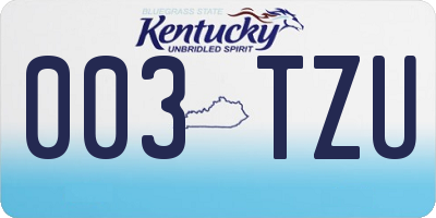 KY license plate 003TZU