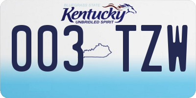 KY license plate 003TZW