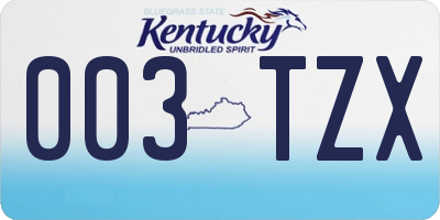 KY license plate 003TZX