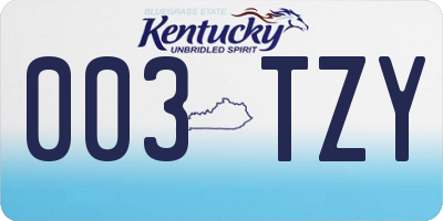 KY license plate 003TZY