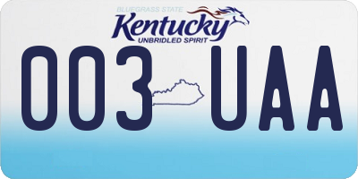 KY license plate 003UAA