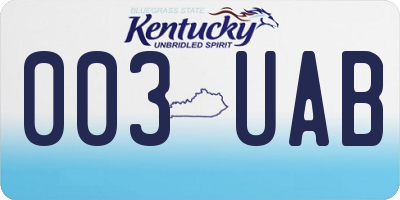KY license plate 003UAB