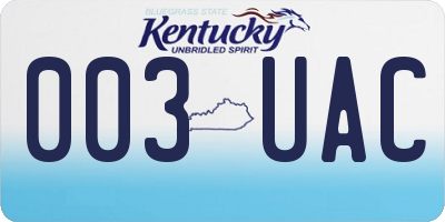 KY license plate 003UAC