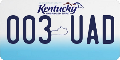 KY license plate 003UAD