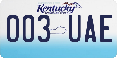 KY license plate 003UAE