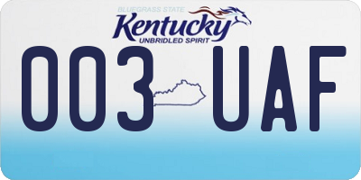 KY license plate 003UAF