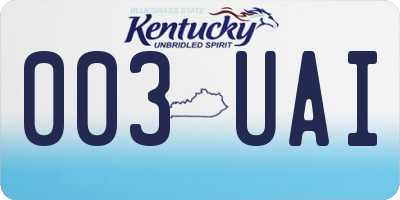 KY license plate 003UAI