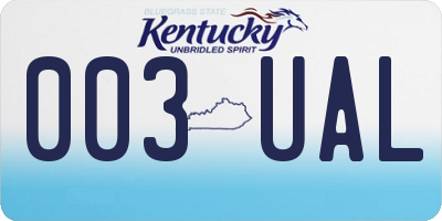 KY license plate 003UAL