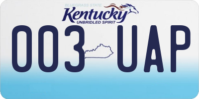 KY license plate 003UAP