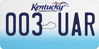 KY license plate 003UAR