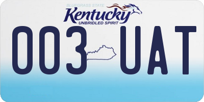 KY license plate 003UAT