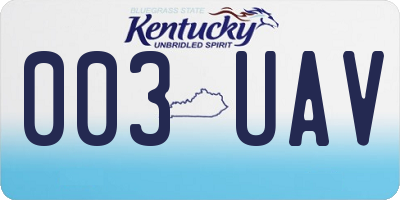 KY license plate 003UAV
