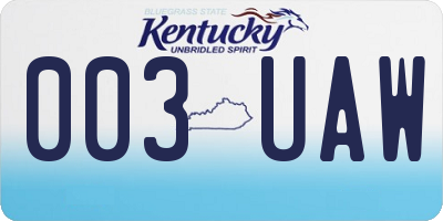 KY license plate 003UAW