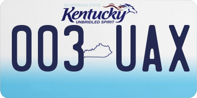 KY license plate 003UAX