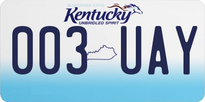 KY license plate 003UAY