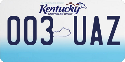 KY license plate 003UAZ