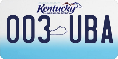 KY license plate 003UBA