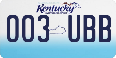 KY license plate 003UBB