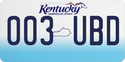 KY license plate 003UBD