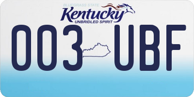 KY license plate 003UBF