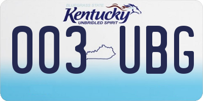 KY license plate 003UBG