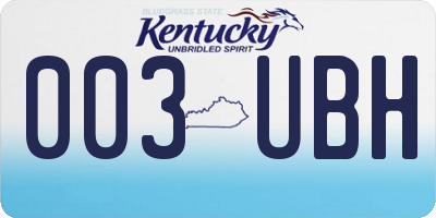 KY license plate 003UBH