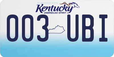 KY license plate 003UBI
