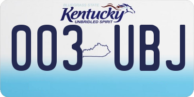 KY license plate 003UBJ