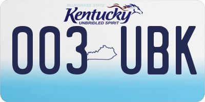 KY license plate 003UBK