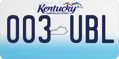 KY license plate 003UBL