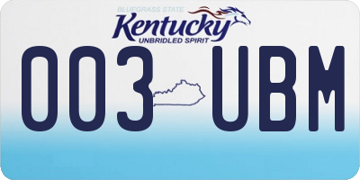 KY license plate 003UBM