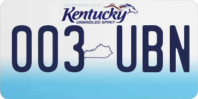 KY license plate 003UBN