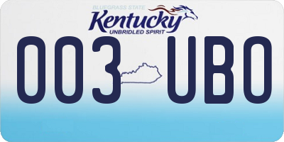 KY license plate 003UBO