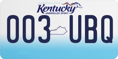 KY license plate 003UBQ