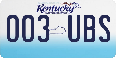 KY license plate 003UBS