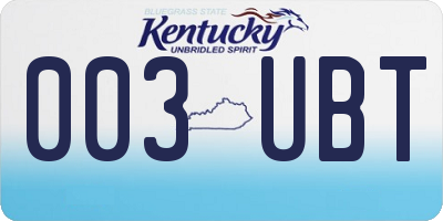 KY license plate 003UBT