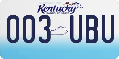 KY license plate 003UBU