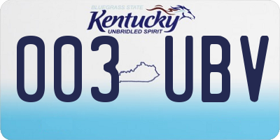 KY license plate 003UBV