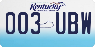 KY license plate 003UBW