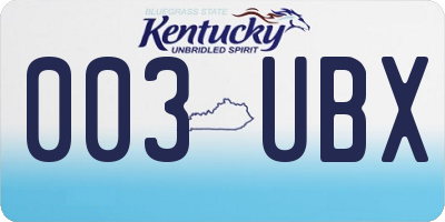 KY license plate 003UBX