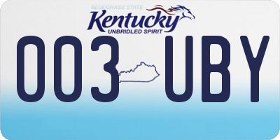 KY license plate 003UBY