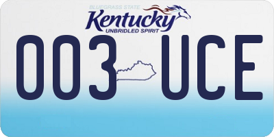 KY license plate 003UCE