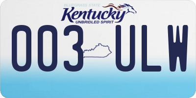 KY license plate 003ULW