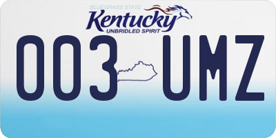 KY license plate 003UMZ