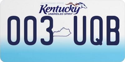 KY license plate 003UQB