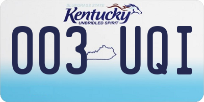 KY license plate 003UQI