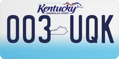 KY license plate 003UQK