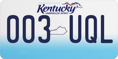 KY license plate 003UQL